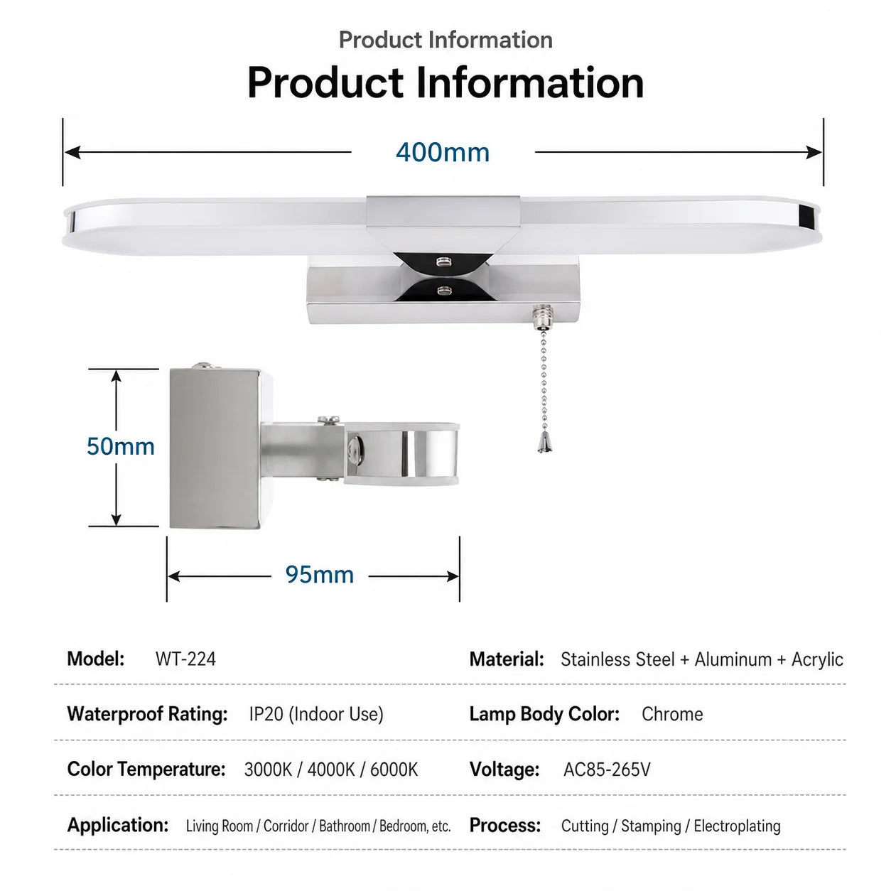 Metal LED Bathroom Vanity & Mirror Light – Modern LED for Bathroom | Selene Contour by Evenlyr