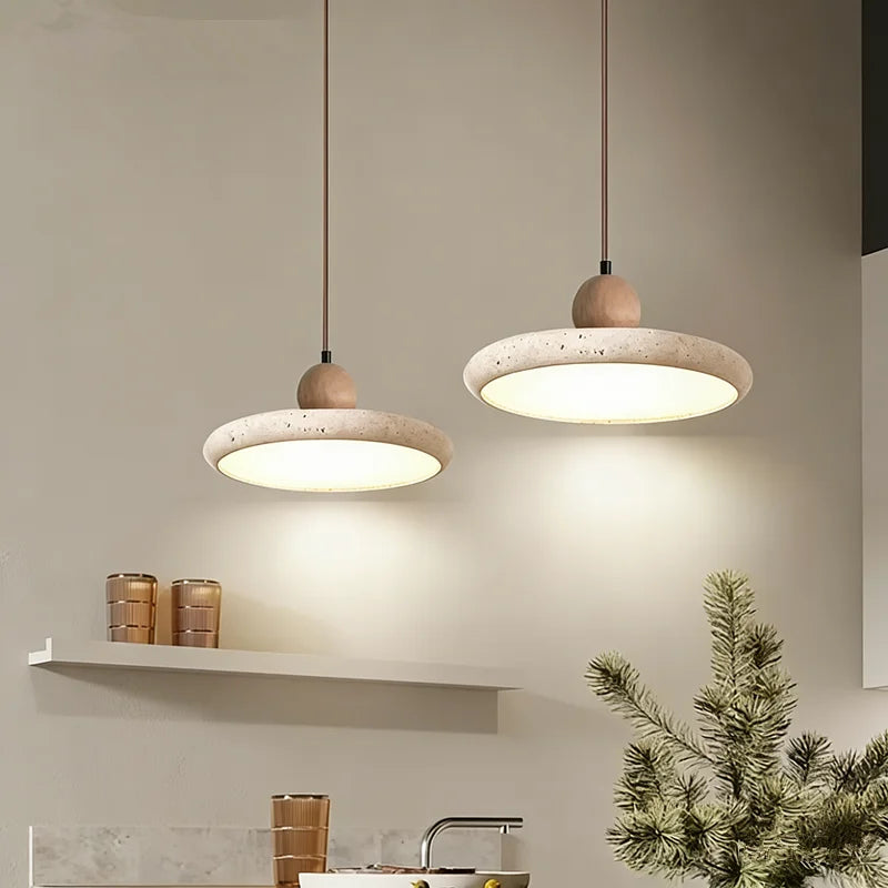 Amaris Veil Travertine Pendant Light – Wabi-Sabi Travertine Pendant Lights for Bedroom