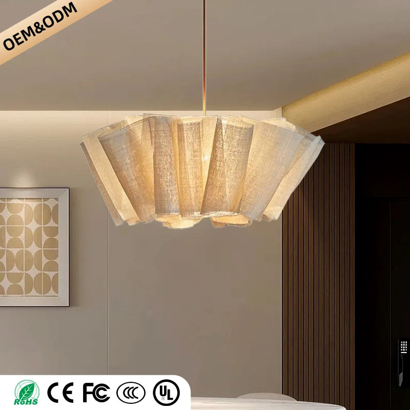 Fabric Chandelier – Wabi-Sabi Vintage LED for Living Room, Restaurant & Café, Office & Study | Celia Halo by Evenlyr