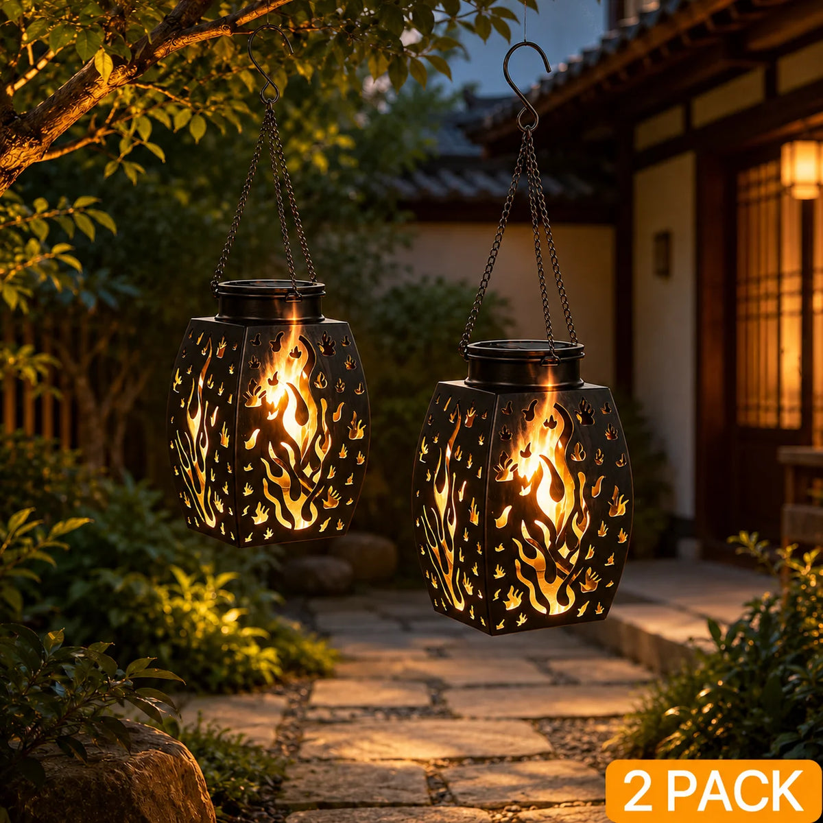 Liora 16-Inch Solar Hanging Lantern Set – 2 Pack – product view