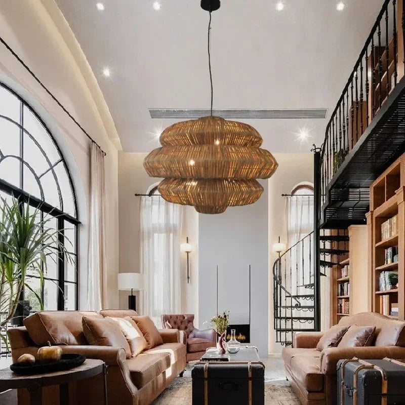 Rattan Chandelier – Wabi-Sabi Japanese for Dining Room, Living Room, Bedroom | Vivienne Orbit by Evenlyr
