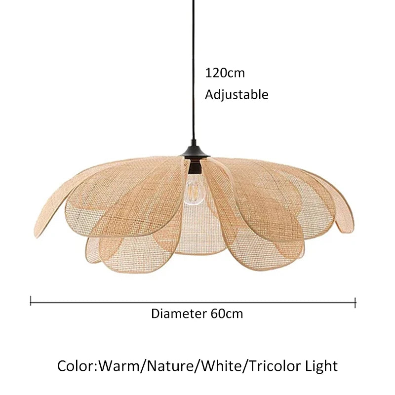Liora Petal-Shaped Rattan Pendant Light for Tea Room – 3-Color