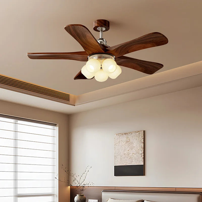 Kensley Straight-Blade Ceiling Fan with Light for Living Room – Mid-Century