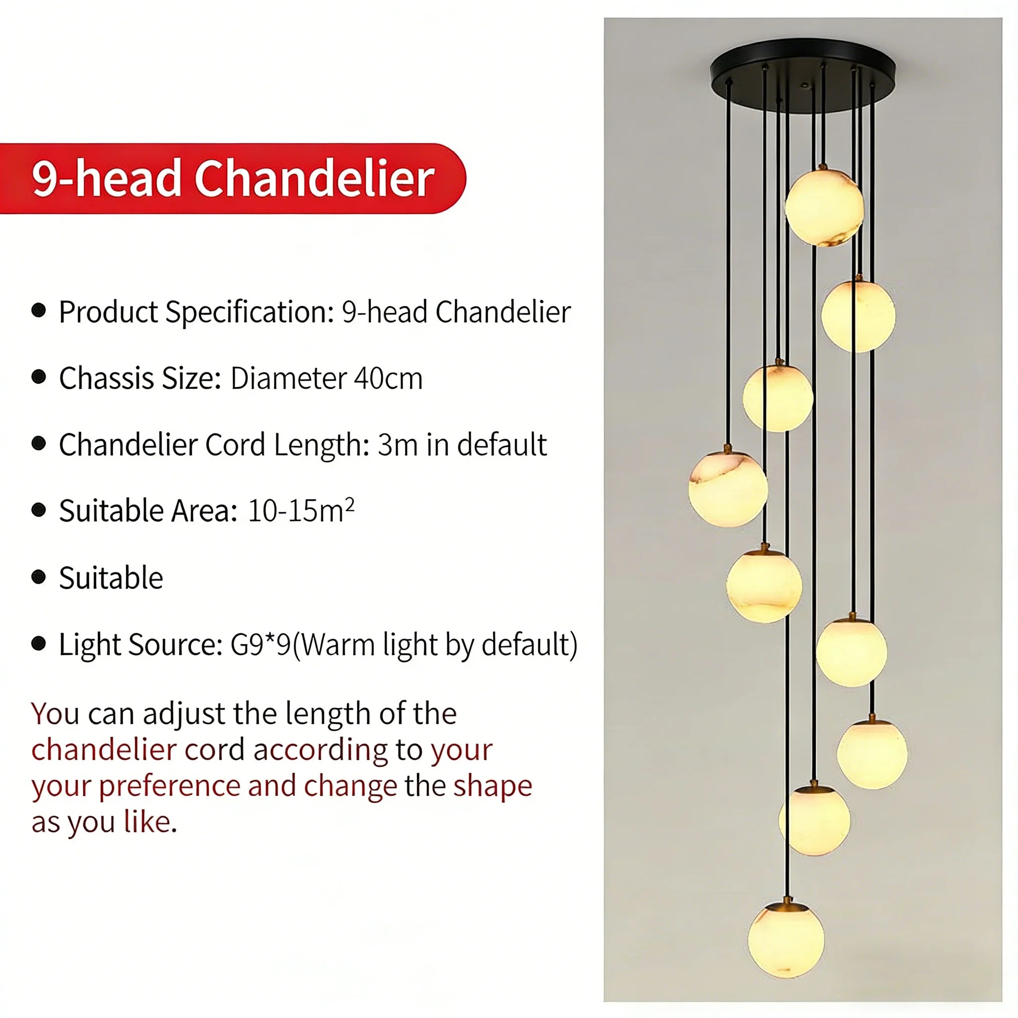 Alabaster & Marble Linear Chandelier – Modern Linear for Living Room, Bedroom & Bedside | Lunara Dome by Evenlyr