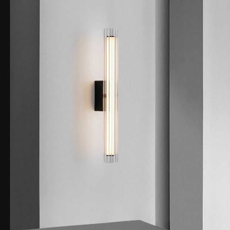 Glass Linear Wall Sconce – Nordic Minimalist Linear for Bedroom & Bedside, Living Room, Hotel & Hospitality | Isola Veil by Evenlyr