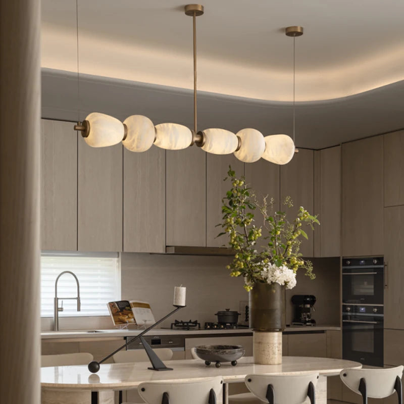 Alabaster & Marble Chandelier – Modern Minimalist for Dining Room, Living Room, Kitchen Island | Aurelia Line by Evenlyr