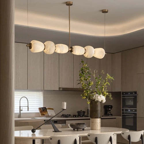 Alabaster & Marble Chandelier – Modern Minimalist for Dining Room, Living Room, Kitchen Island | Aurelia Line by Evenlyr