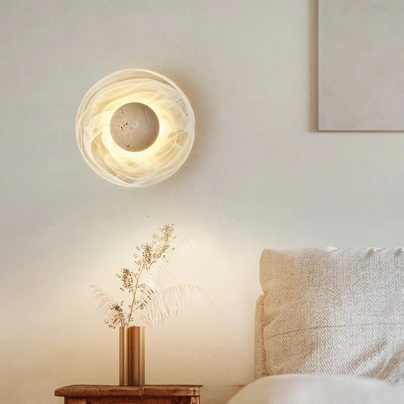 Marble Wall Sconce – Wabi-Sabi Japanese for Bedroom, Hallway, Living Room | Maris Beam by Evenlyr