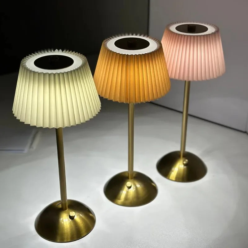 Fabric Table Lamp – Modern Minimalist Cordless Rechargeable for Restaurant Table, Desk & Office, Bedside | Mirelle Column by Evenlyr