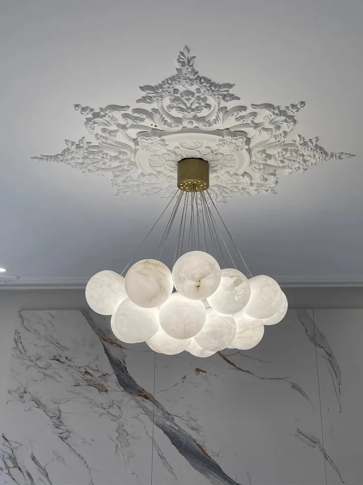 Alabaster & Marble Chandelier – Art Deco Dimmable LED for Living Room, Dining Room, Foyer | Bellara Line by Evenlyr