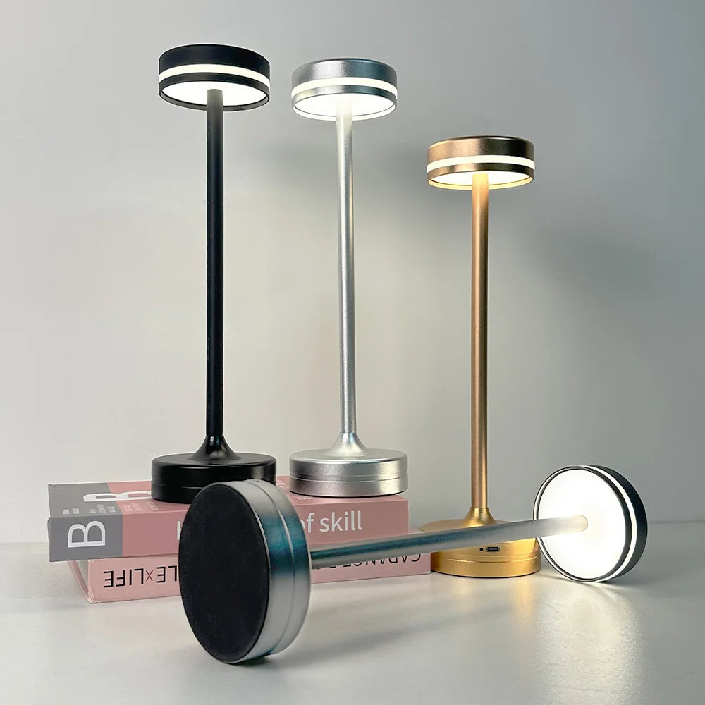 Metal Table Lamp – Modern Minimalist Cordless Rechargeable for Bedside, Restaurant Table, Desk & Office | Jessamine Petal by Evenlyr