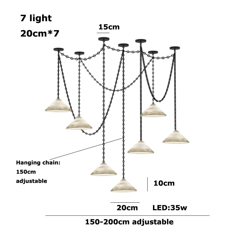Alabaster & Marble Chandelier – Modern for Hallway & Entryway, Living Room, Dining Room & Kitchen | Lunara Orbit by Evenlyr