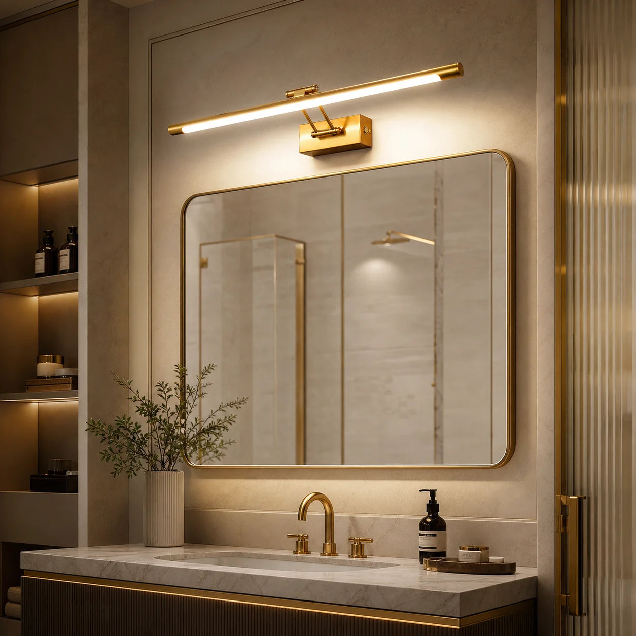 Metal LED Bathroom Vanity & Mirror Light – Modern LED for Bathroom, Gallery & Artwork | Selene Arc by Evenlyr