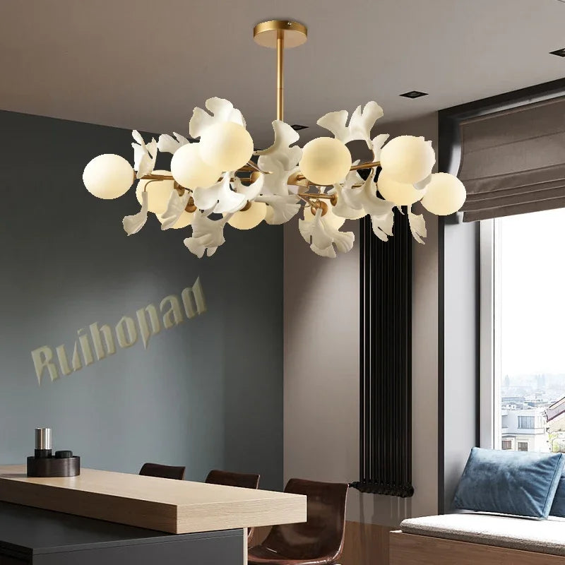 Firenze Ginkgo Leaf Branch Chandelier for Bedroom – detail view 3