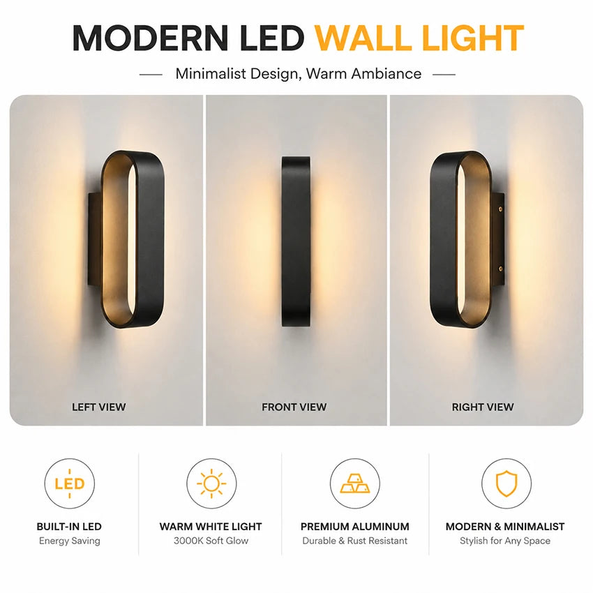 Quintara 12W Rounded-Rectangle Aluminum Wall Sconce for Hotel Hallway