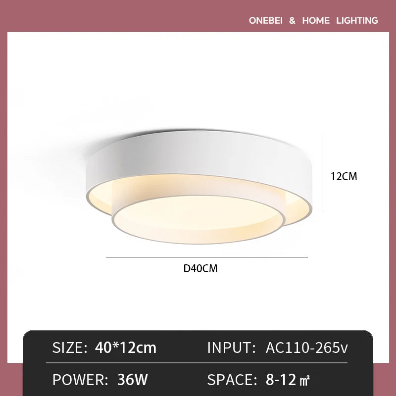 Metal Flush Mount Ceiling Light – Nordic Minimalist LED for Bedroom & Bedside, Living Room, Dining Room & Kitchen | Noemi Frame by Evenlyr
