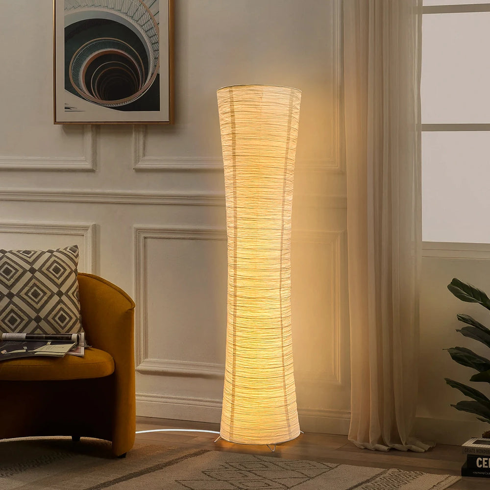 Ayla Orbit Paper Floor Lamp – Adjustable styled in a living room interior