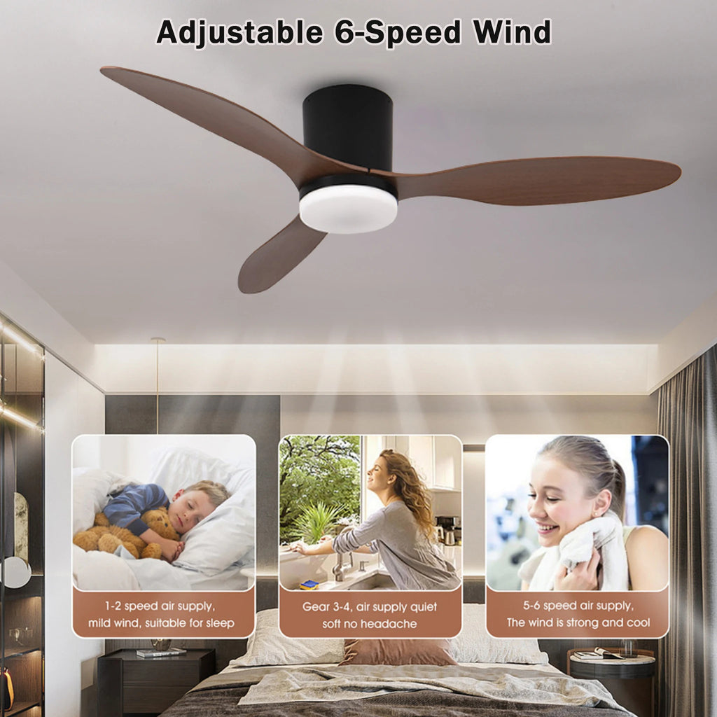 Quintara Low Profile Ceiling Fan with Light for Low-Ceiling Bedroom – Remote Control – detail view 4