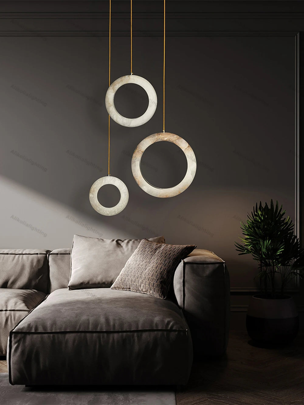 Alabaster & Marble Chandelier – Modern Dimmable LED for Hallway & Entryway | Maris Line by Evenlyr