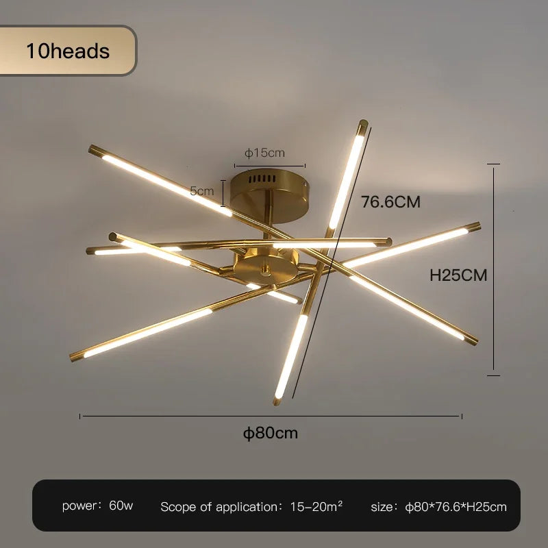 Metal Chandelier – Nordic LED for Bedroom & Bedside, Living Room, Dining Room & Kitchen | Seren Crest by Evenlyr