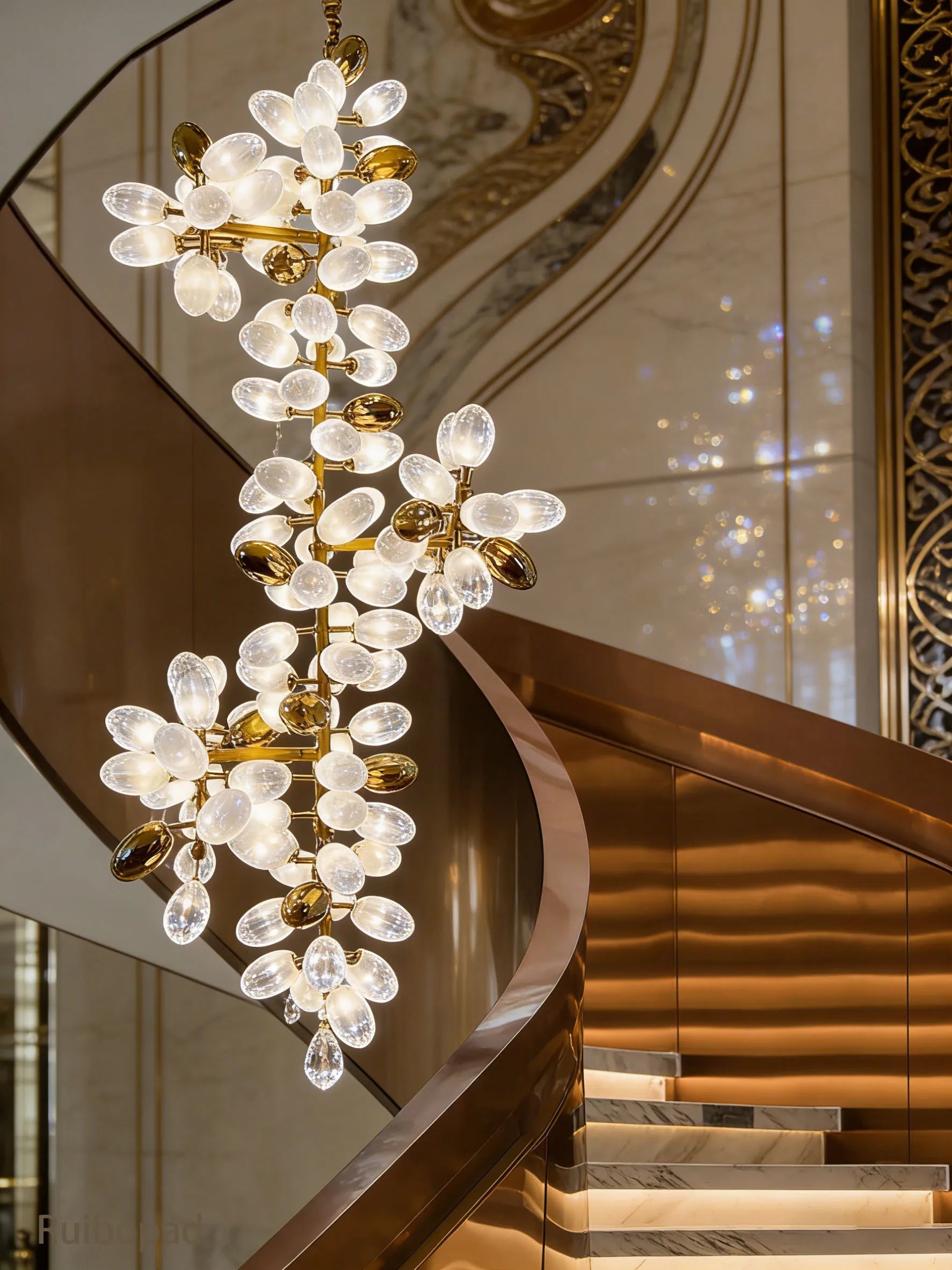 Nordic Modern Chandelier – Glass Adjustable for Living Room, Hotel Lobby | Mirelle Crest by Evenlyr