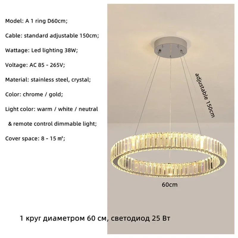 Evren Arc Dimmable Crystal Pendant Light – product view 17