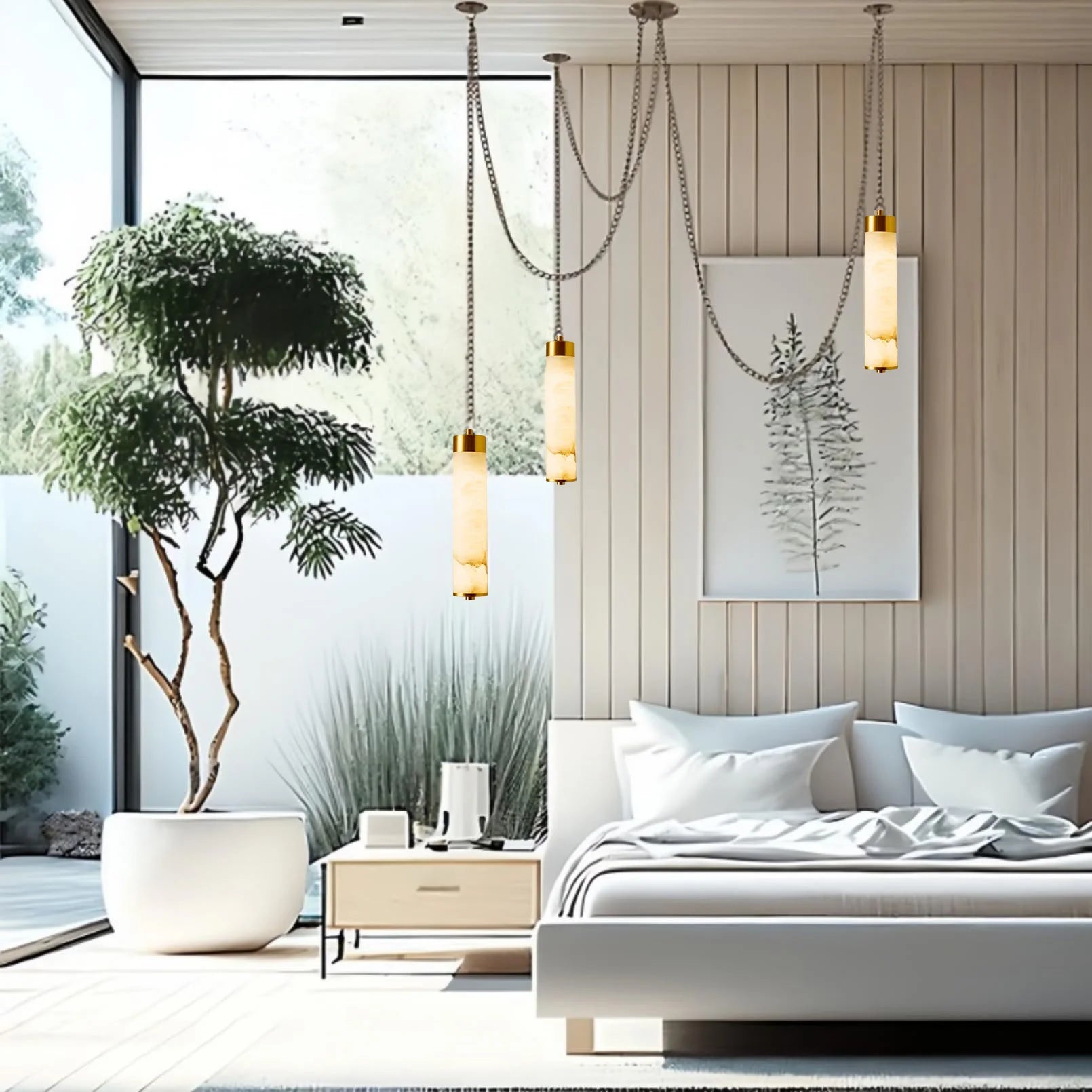 Alabaster & Marble Chandelier – Modern Minimalist Multi-Light for Dining Room, Living Room, Staircase | Mirelle Halo by Evenlyr