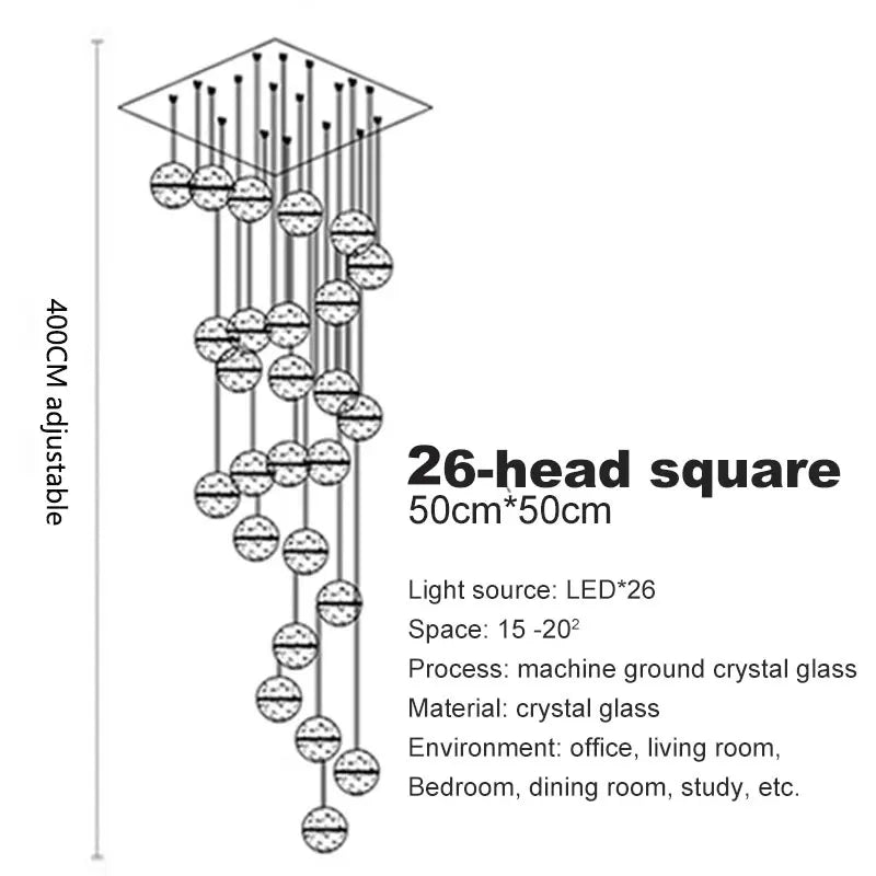 Crystal Globe Chandelier – Modern LED for Bedroom & Bedside, Living Room, Dining Room & Kitchen | Seren Halo by Evenlyr