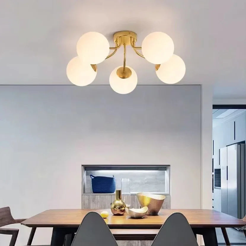 Siena Nordic Glass-Globe Semi-Flush Chandelier for Hallway – detail view 2