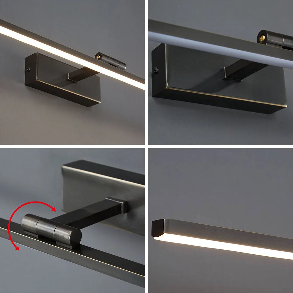 Brass LED Bathroom Vanity & Mirror Light – Modern Adjustable LED for Bathroom | Amaya Frame by Evenlyr
