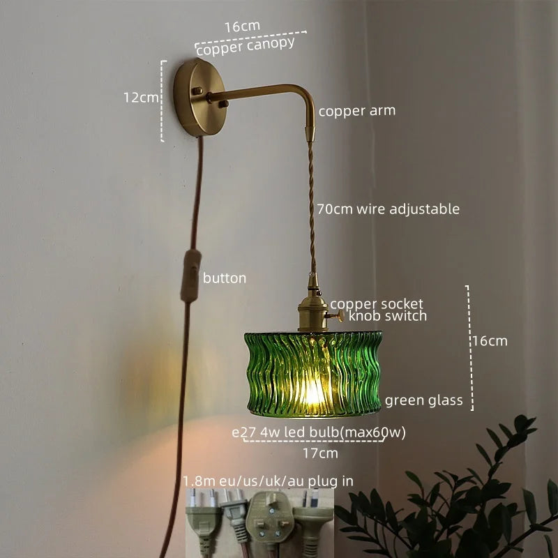 Vintage Copper Plug-In Vanity Light