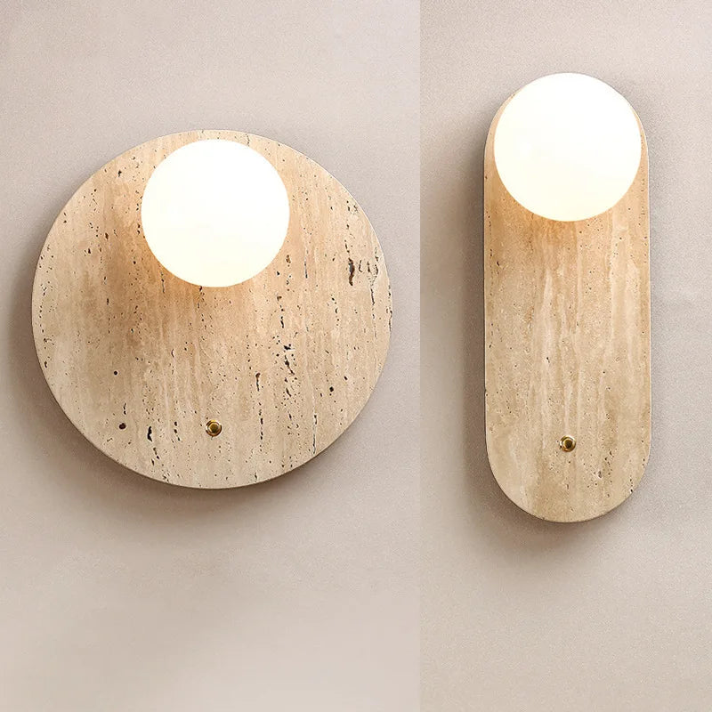 Ivara Veil Globe Travertine Wall Sconce – Art Deco Travertine Globe Wall Sconces for Dining Room