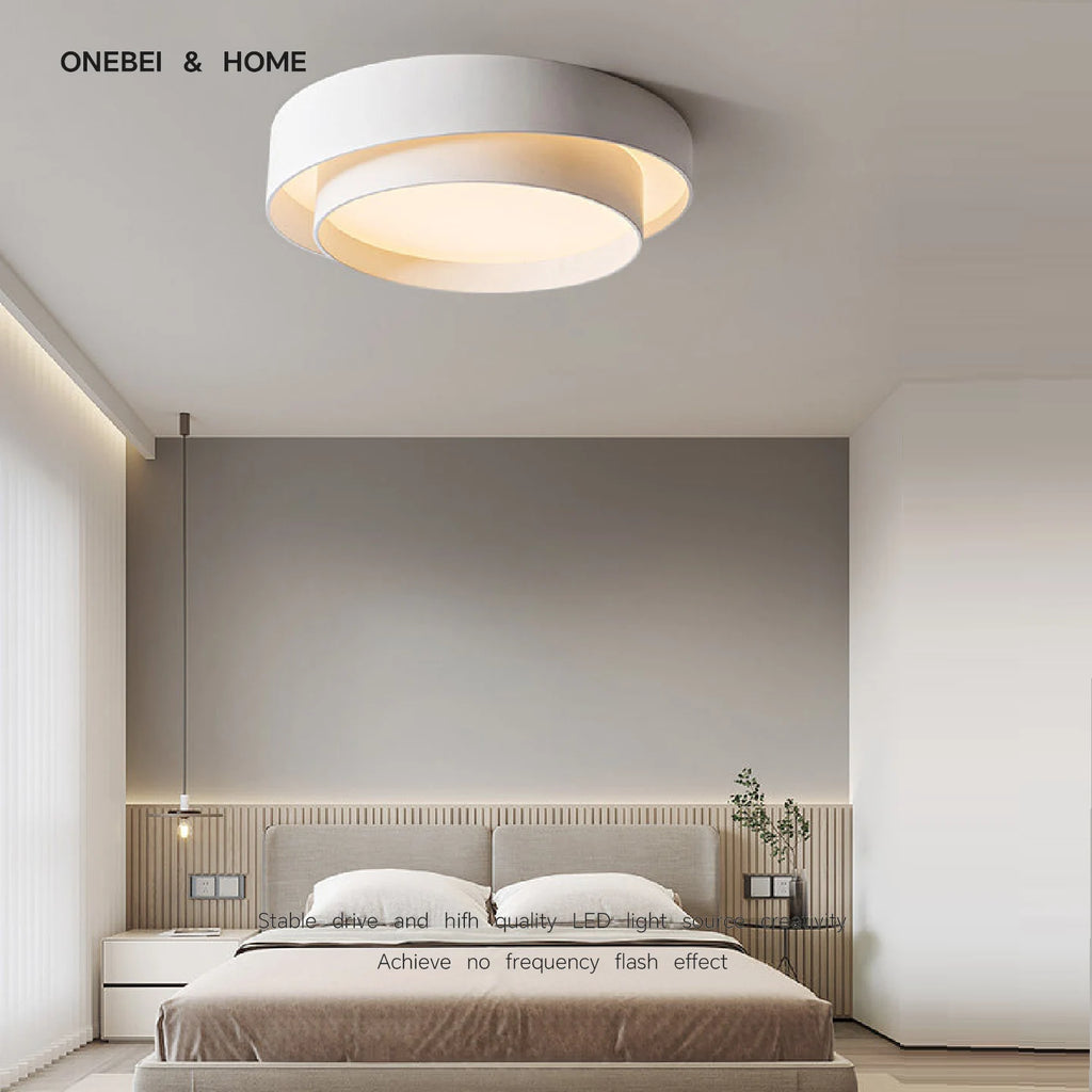 Metal Flush Mount Ceiling Light – Nordic Minimalist LED for Bedroom & Bedside, Living Room, Dining Room & Kitchen | Noemi Frame by Evenlyr