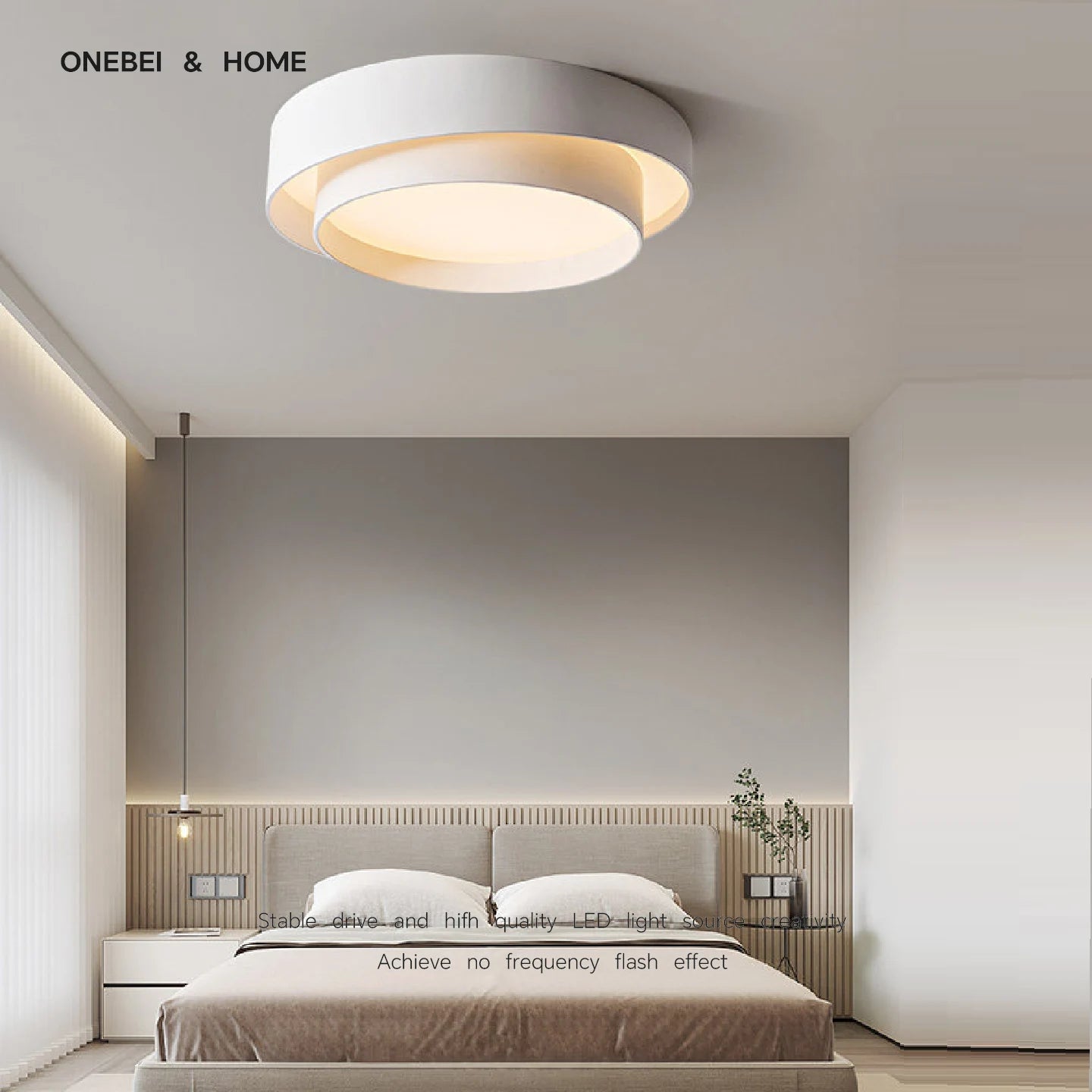 Metal Flush Mount Ceiling Light – Nordic Minimalist LED for Bedroom & Bedside, Living Room, Dining Room & Kitchen | Noemi Frame by Evenlyr