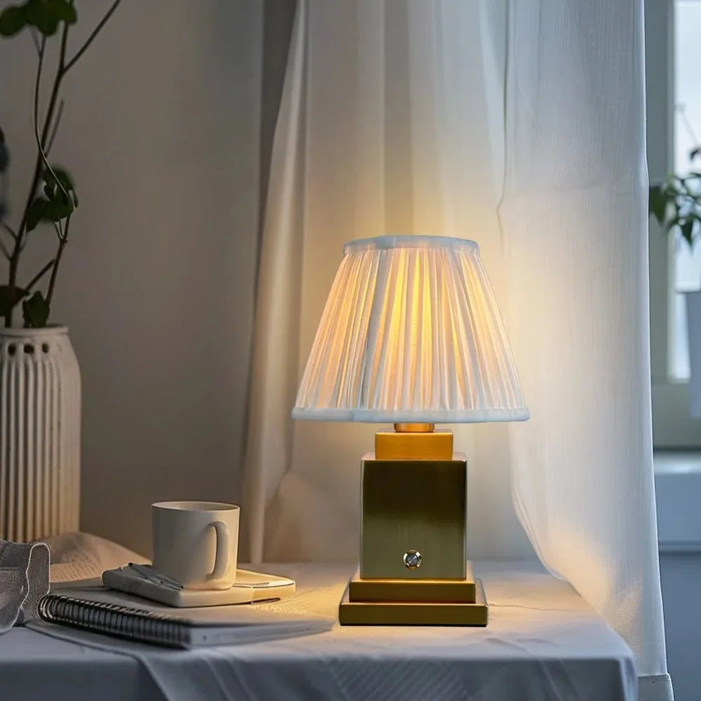 Fabric Table Lamp – Modern Minimalist Cordless Rechargeable for Bedside, Desk & Office, Restaurant Table | Jessamine Grove by Evenlyr