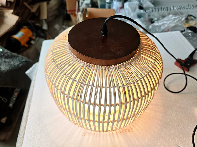 Rattan Chandelier – Wabi-Sabi Japanese for Dining Room, Living Room, Foyer | Delphine Dome by Evenlyr