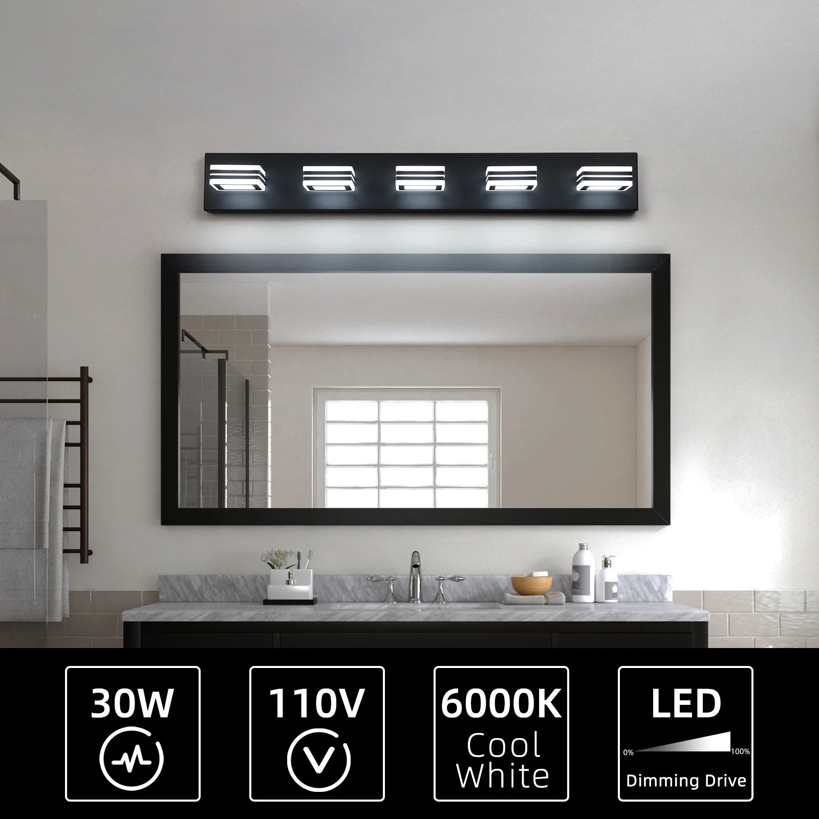 Acrylic Linear LED Bathroom Vanity & Mirror Light – Modern LED Linear for Bathroom | Oriana Dome by Evenlyr