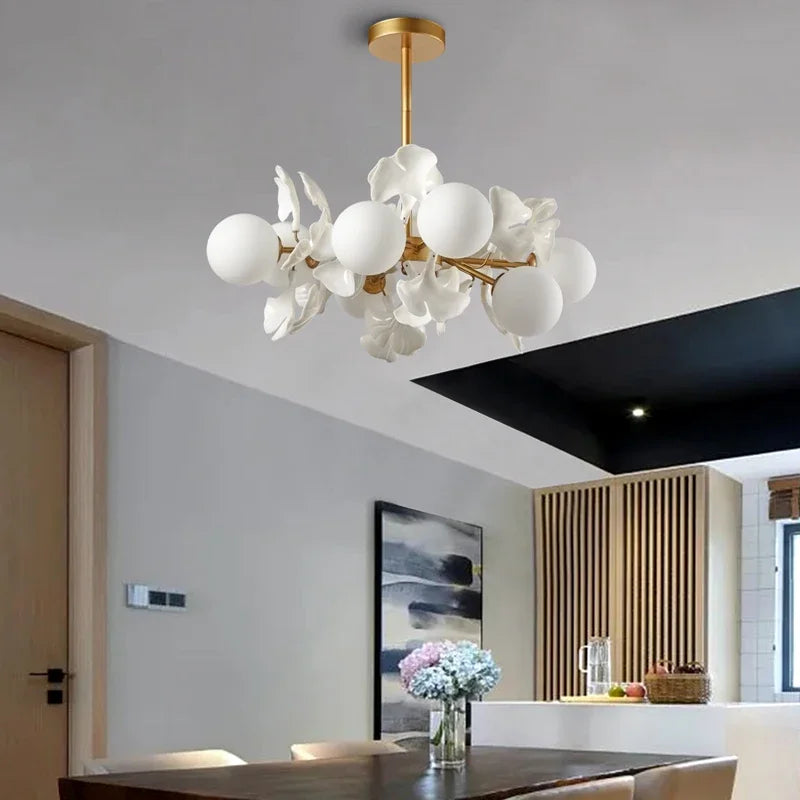 Firenze Ginkgo Leaf Branch Chandelier for Bedroom – detail view 2