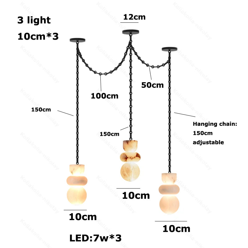 Alabaster & Marble Chandelier – Modern LED for Living Room, Bedroom & Bedside | Aveline Frame by Evenlyr