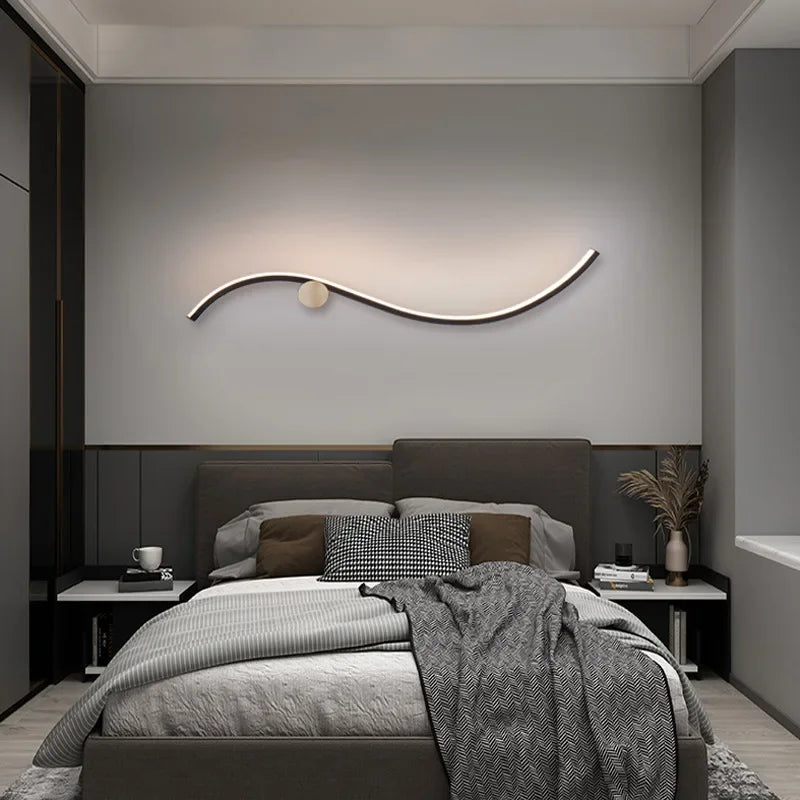 Liora Curved-Line LED Wall Sconce for Bedroom