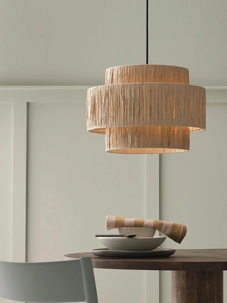 Rattan Chandelier – Organic Modern for Dining Room, Hotel Lobby, Bedroom | Vesper Dome by Evenlyr