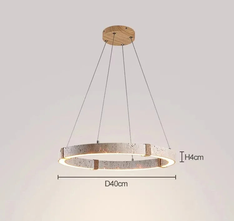 Travertine Chandelier – Modern Minimalist Dimmable LED for Dining Room, Living Room, Bedroom | Delphine Halo by Evenlyr