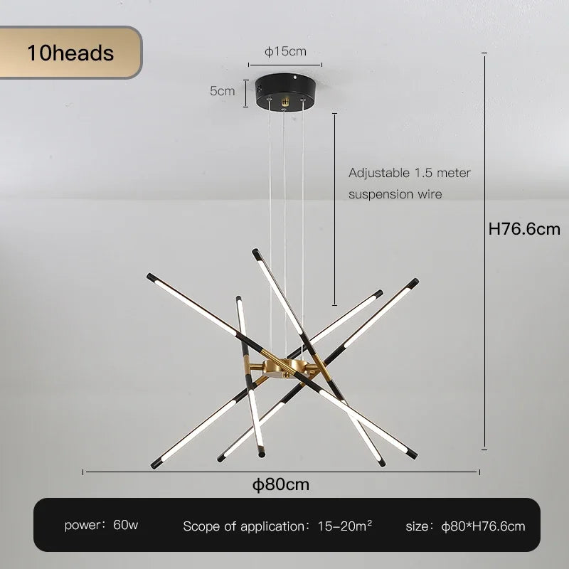 Metal Chandelier – Nordic LED for Bedroom & Bedside, Living Room, Dining Room & Kitchen | Seren Crest by Evenlyr