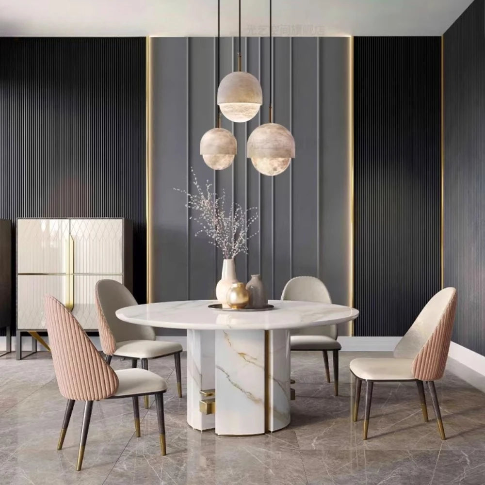 Alabaster & Copper Chandelier – Vintage Modern for Living Room, Dining Room, Foyer | Isolde Line by Evenlyr