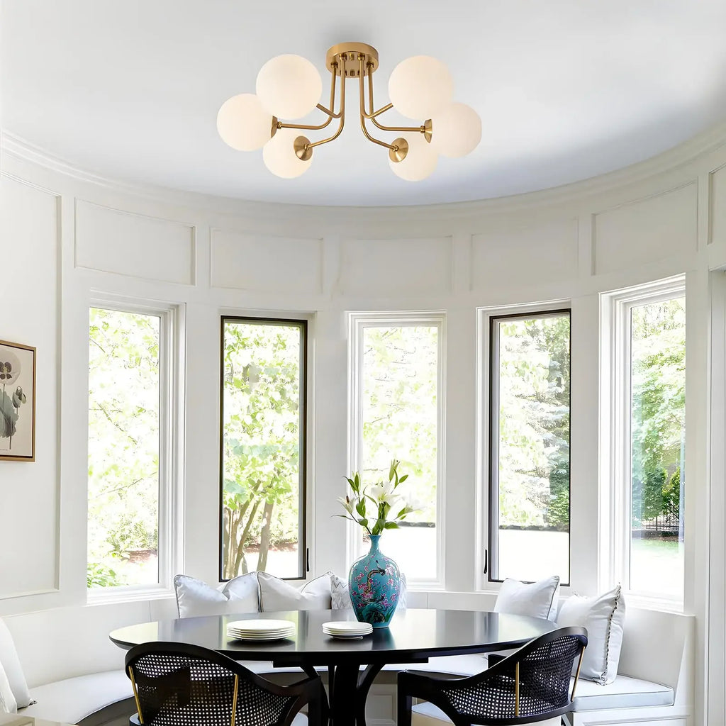 Siena Nordic Glass-Globe Semi-Flush Chandelier for Hallway – product view