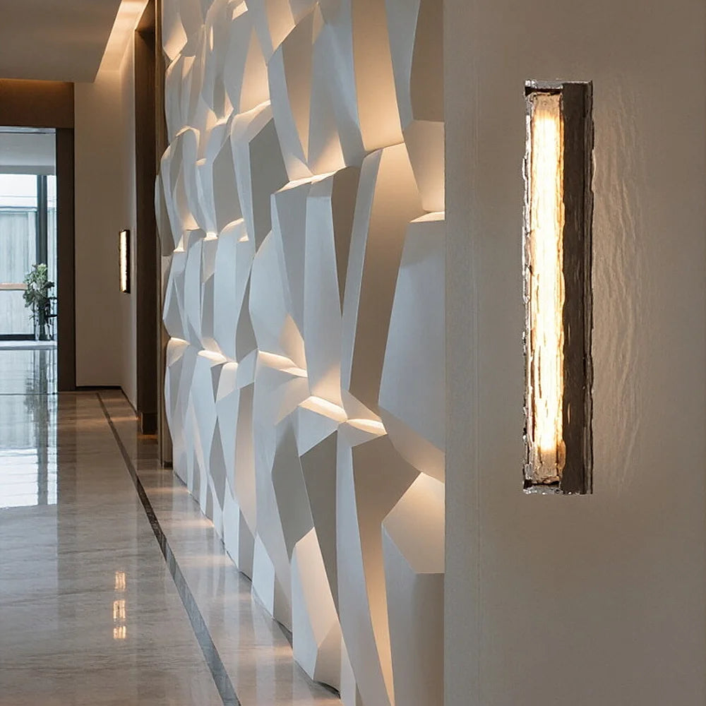 Glass & Crystal Wall Sconce – Modern Minimalist for Bedroom, Hallway, Living Room | Evanthe Beam by Evenlyr