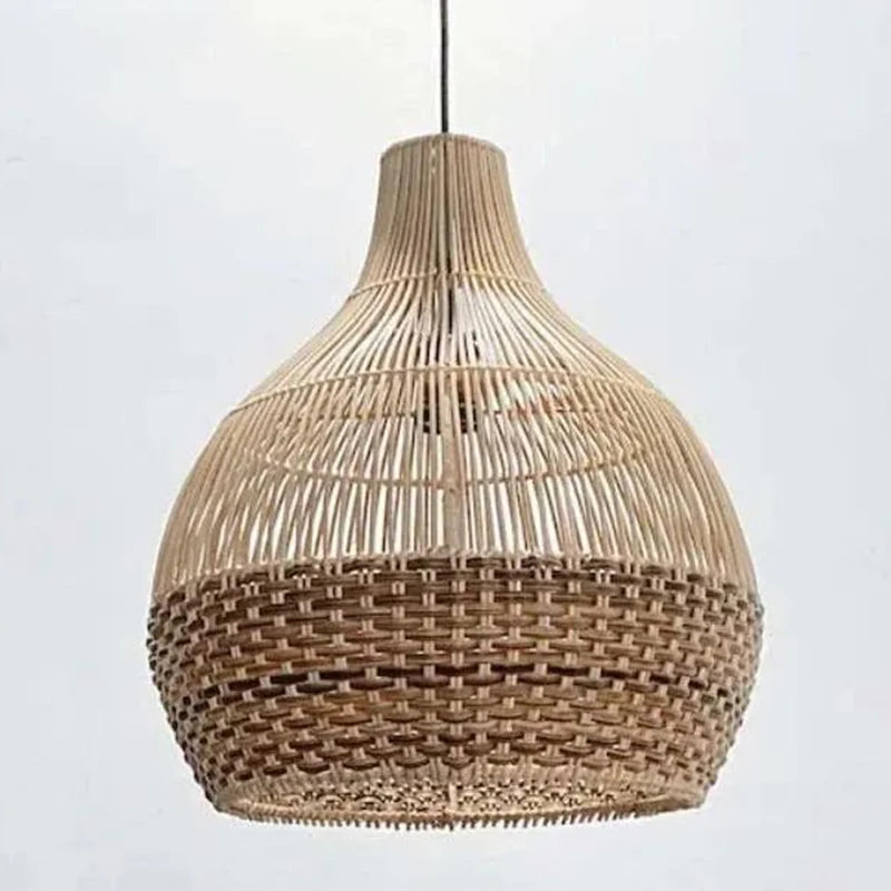 Rattan Pendant Light – Vintage Modern for Dining Room, Living Room, Kitchen Island | Lucienne Dome by Evenlyr