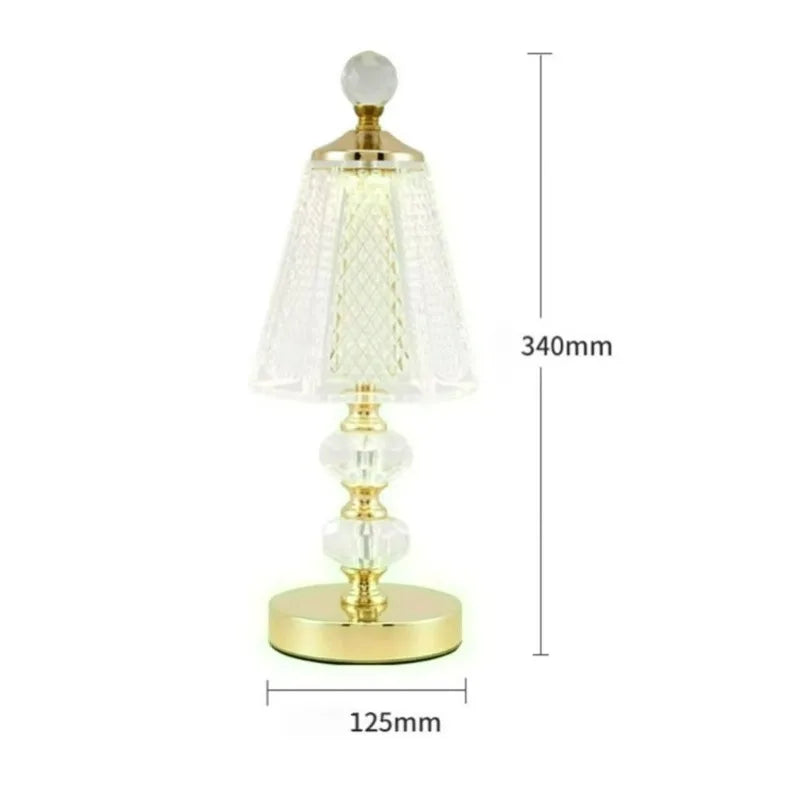 Crystal Table Lamp – Vintage Modern Cordless Rechargeable for Desk & Office, Bedside, Restaurant Table | Kaelis Cascade by Evenlyr