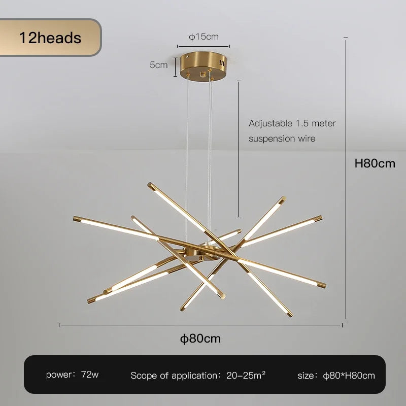 Metal Chandelier – Modern Dimmable LED for Bedroom & Bedside, Living Room, Dining Room & Kitchen | Virelle Glow by Evenlyr