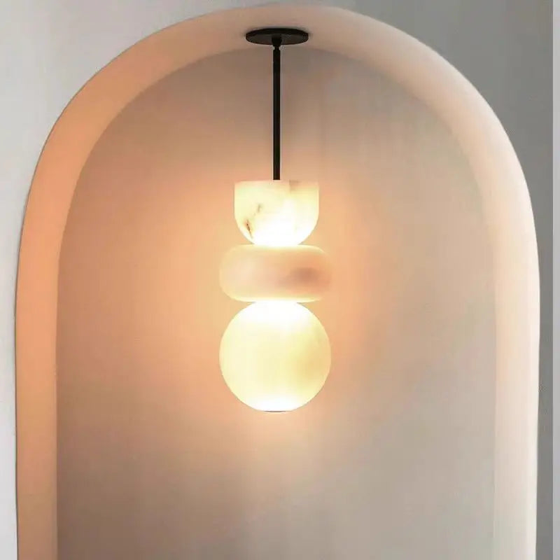 Alabaster & Marble Pendant Light – Nordic Minimalist for Living Room | Lunara Line by Evenlyr